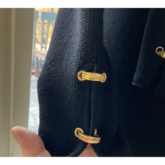 EUC Vintage St John Black Long Sleeve Dress w/ Gold Accent & Matching Scarf 6 - Picture 7 of 9